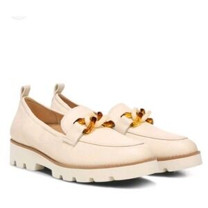 Vionic Women's Cynthia Loafers in Cream Leather With Tortoise Trim Size‎ US 6